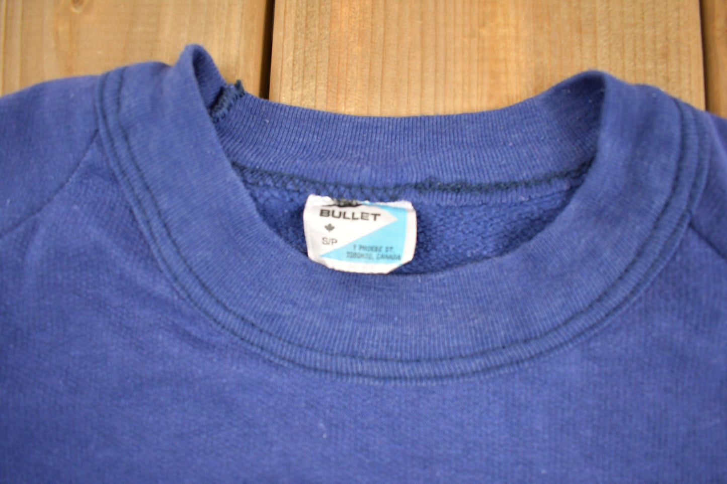 Vintage 1980s Collegiate Blue Sweatshirt Men's XS from propervintagecanada