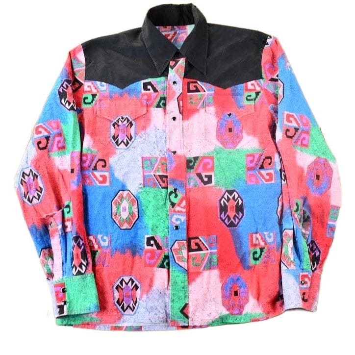 Vintage 1980s Colourful Aztec Pattern Button Up Shirt Men's Large from propervintagecanada