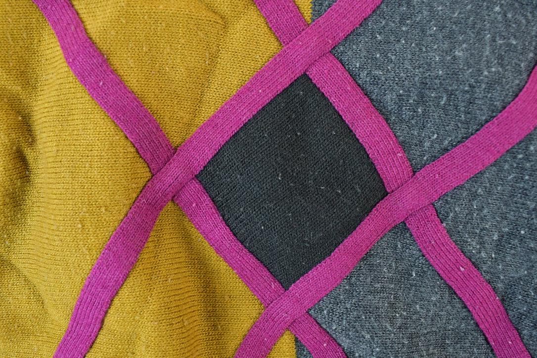 Vintage 1980s Colucci Knit Abstract Pattern Crewneck Sweater Men's XL from propervintagecanada