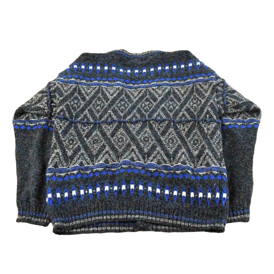 Vintage 1980s Concrete Abstract Knit Cardigan Sweater Men's L from propervintagecanada