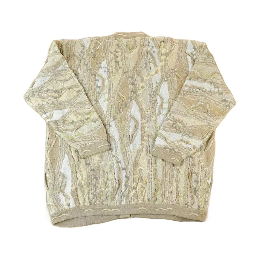 Vintage 1980s Coogi Cotton Knit Abstract Pattern Crewneck Sweater Made In Australia 3D 100% Cotton from propervintagecanada