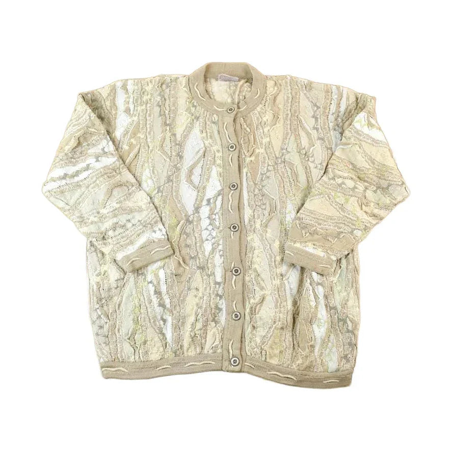 Vintage 1980s Coogi Cotton Knit Abstract Pattern Crewneck Sweater Made In Australia 3D 100% Cotton from propervintagecanada