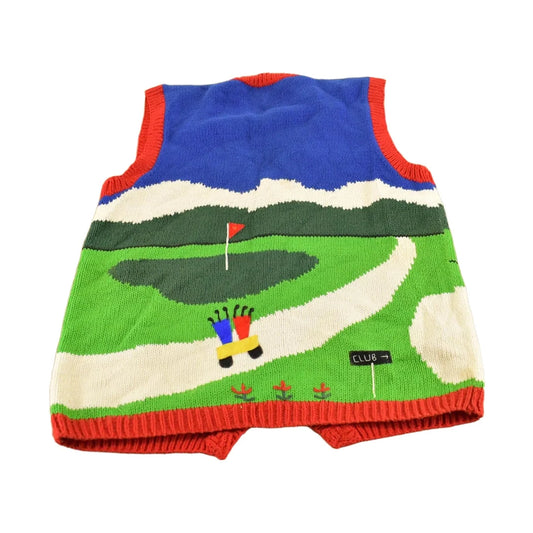 Vintage 1980s Cotton Salsa Golf Knit Cardigan Sweater Vest Men's S Preppy from propervintagecanada