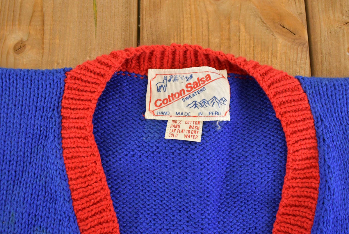 Vintage 1980s Cotton Salsa Golf Knit Cardigan Sweater Vest Men's S Preppy from propervintagecanada