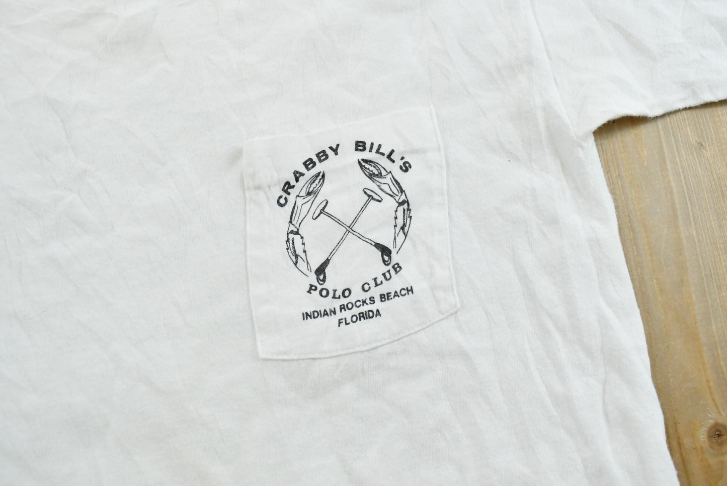Vintage 1980s Crabby Bill's Polo Club Promotional Souvenir Pocket T-Shirt Men's M from propervintagecanada
