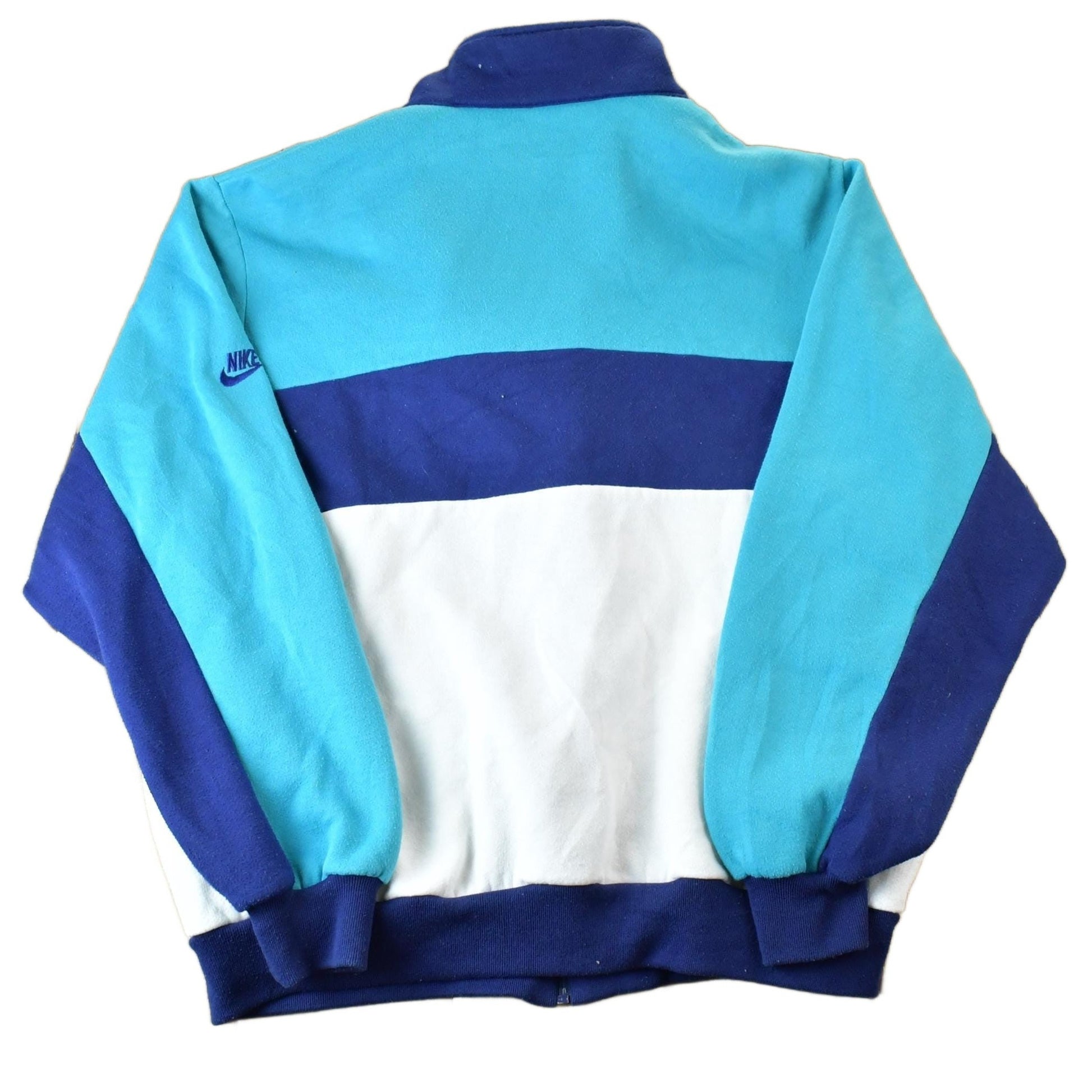 Vintage 1980s Crazy Nike Fleece Embroidered Mini Swoosh Full Zip Mock Neck Sweatshirt Men's Large from propervintagecanada