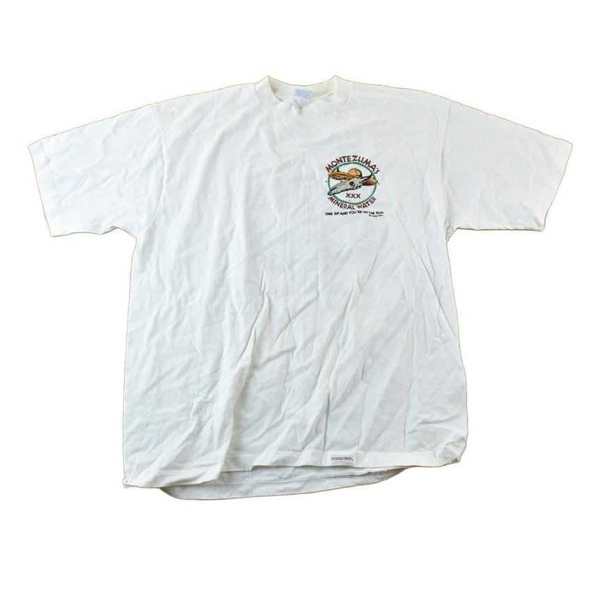 Vintage 1980s Crazy Shirts Montezumas Mineral Water Souvenir Single Stitch Graphic Print T-Shirt Men's Large from propervintagecanada