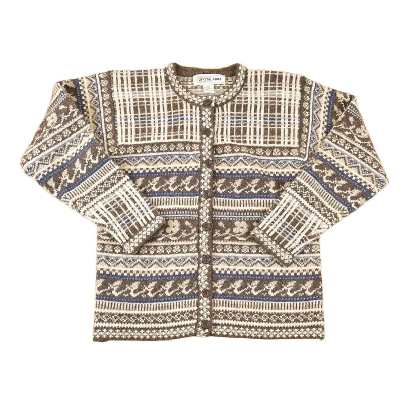 Vintage 1980s Crystal Kobe Shetland Wool Knit Cardigan Sweater Women's S from propervintagecanada