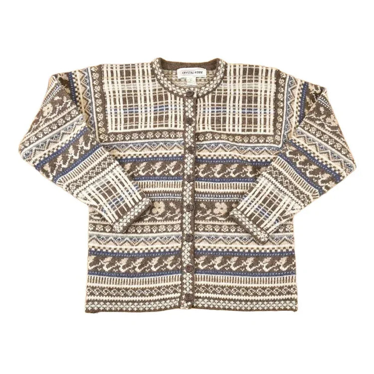 Vintage 1980s Crystal Kobe Shetland Wool Knit Cardigan Sweater Women's S from propervintagecanada