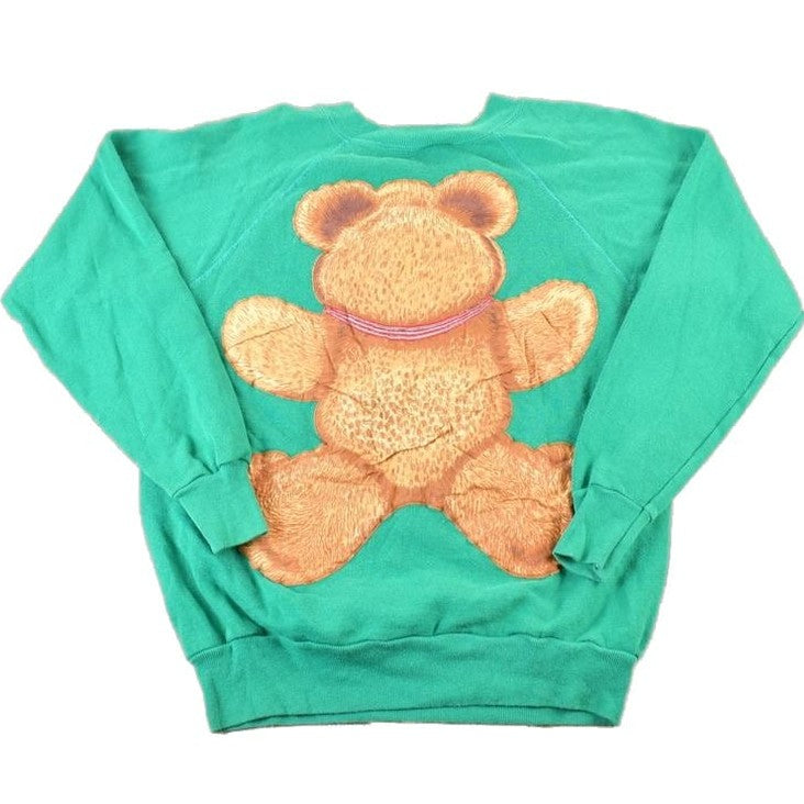 Vintage 1980s Cute Teddy Bear FAB Patch Crewneck Sweater Women's M from propervintagecanada