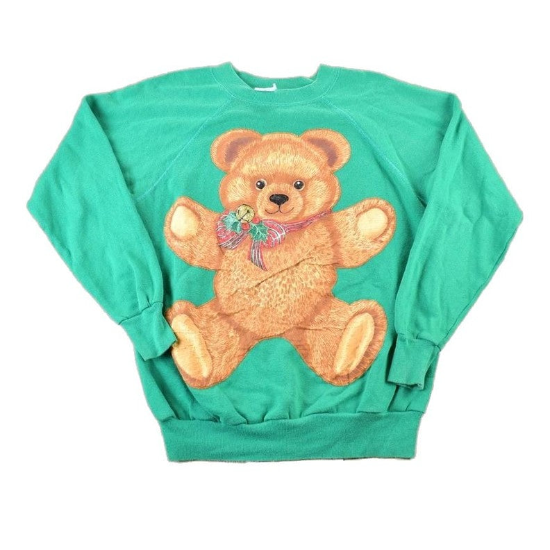 Vintage 1980s Cute Teddy Bear FAB Patch Crewneck Sweater Women's M from propervintagecanada