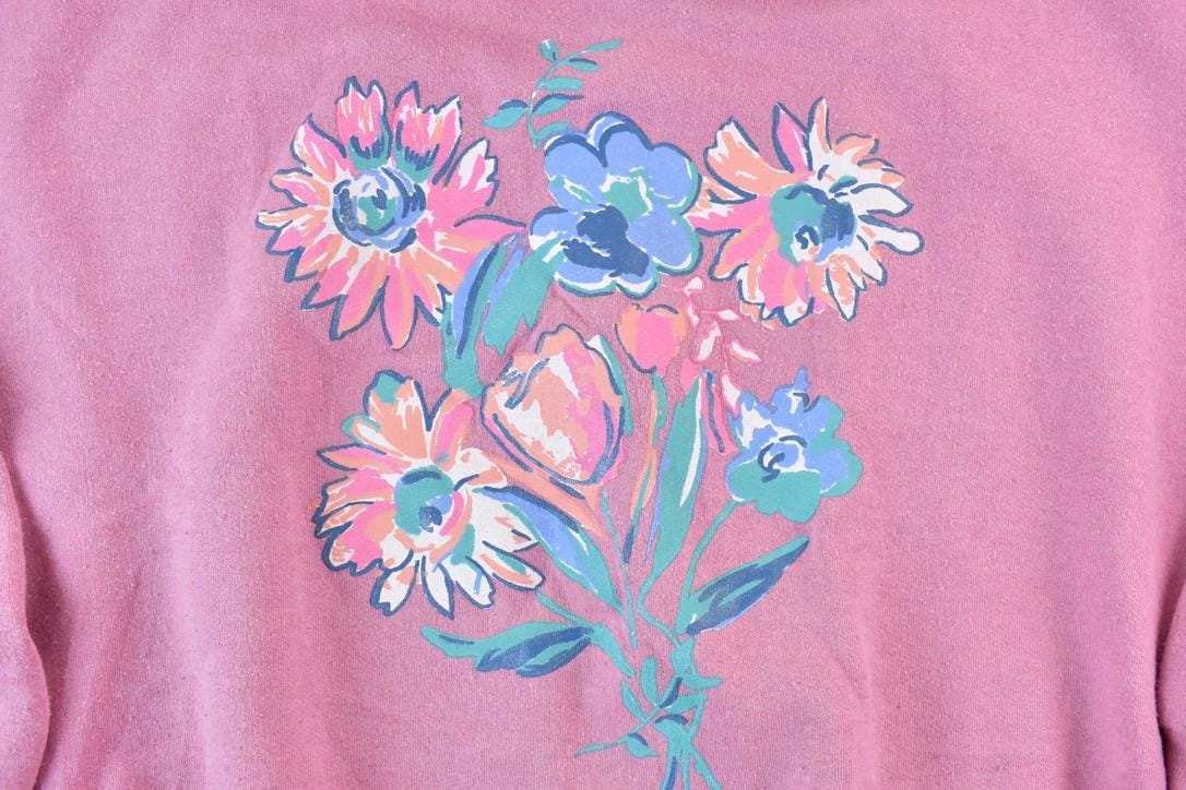 Vintage 1980s D'allaird's Cute Floral Collared Crewneck Sweater Women's L from propervintagecanada