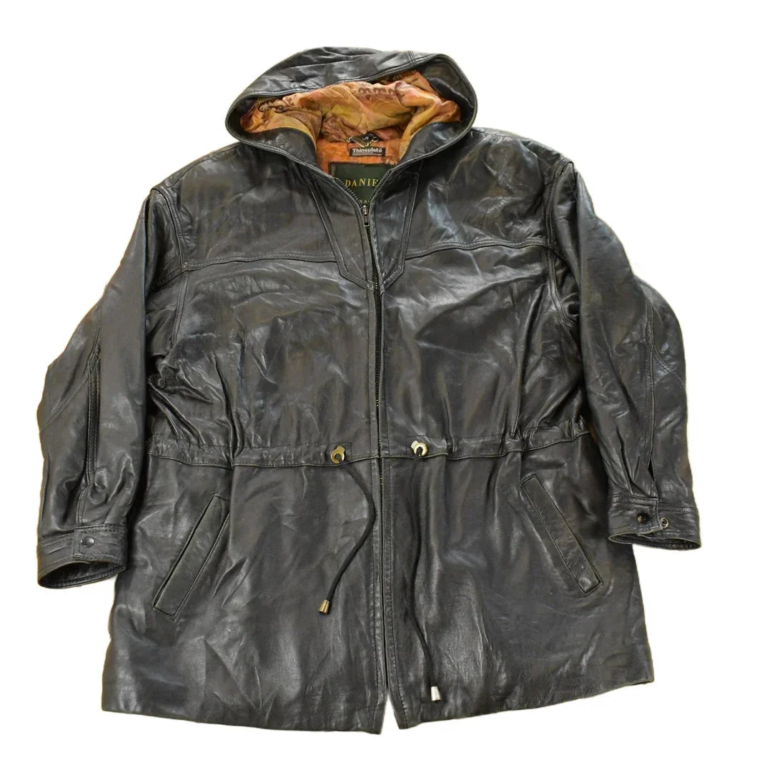 Vintage 1980s Danier Hooded Leather Jacket Men's Large from propervintagecanada