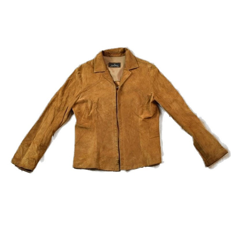 Vintage 1980s Dantelli Clasp Closure Suede Leather Coat Women's Small from propervintagecanada