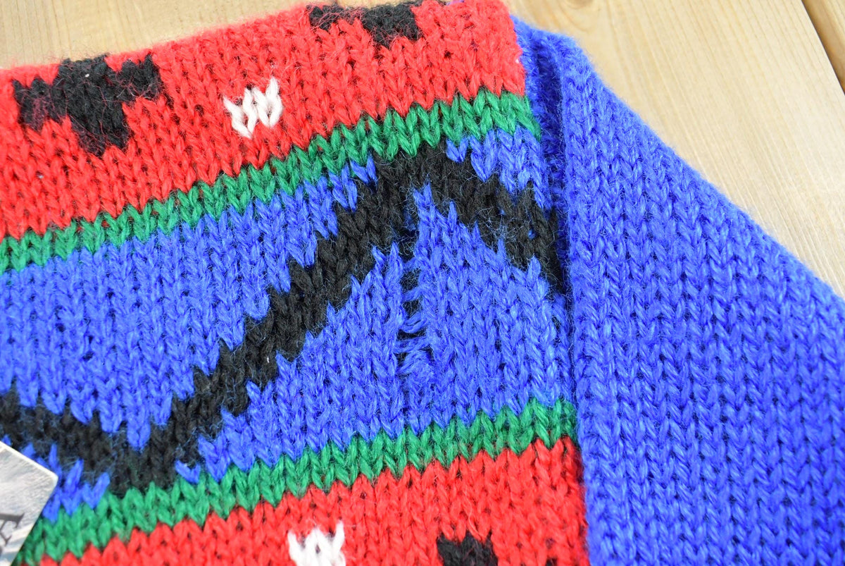 Vintage 1980s Deadstock Adell Barre Ice Skating Knit Ugly Christmas Sweater Men's S from propervintagecanada
