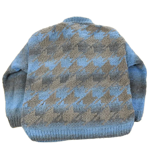 Vintage 1980s Del Mundo Wool Hand Knit Full Zip Sweater Men's Large from propervintagecanada