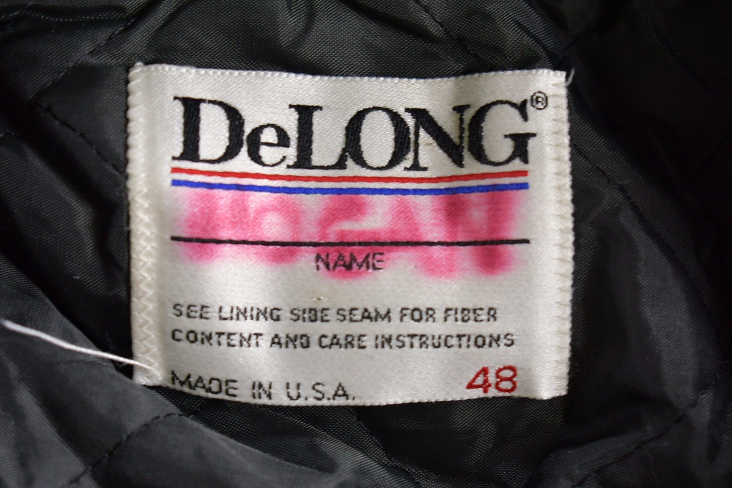 Vintage 1980s Delong Blank Varsity Jacket Men's Medium from propervintagecanada