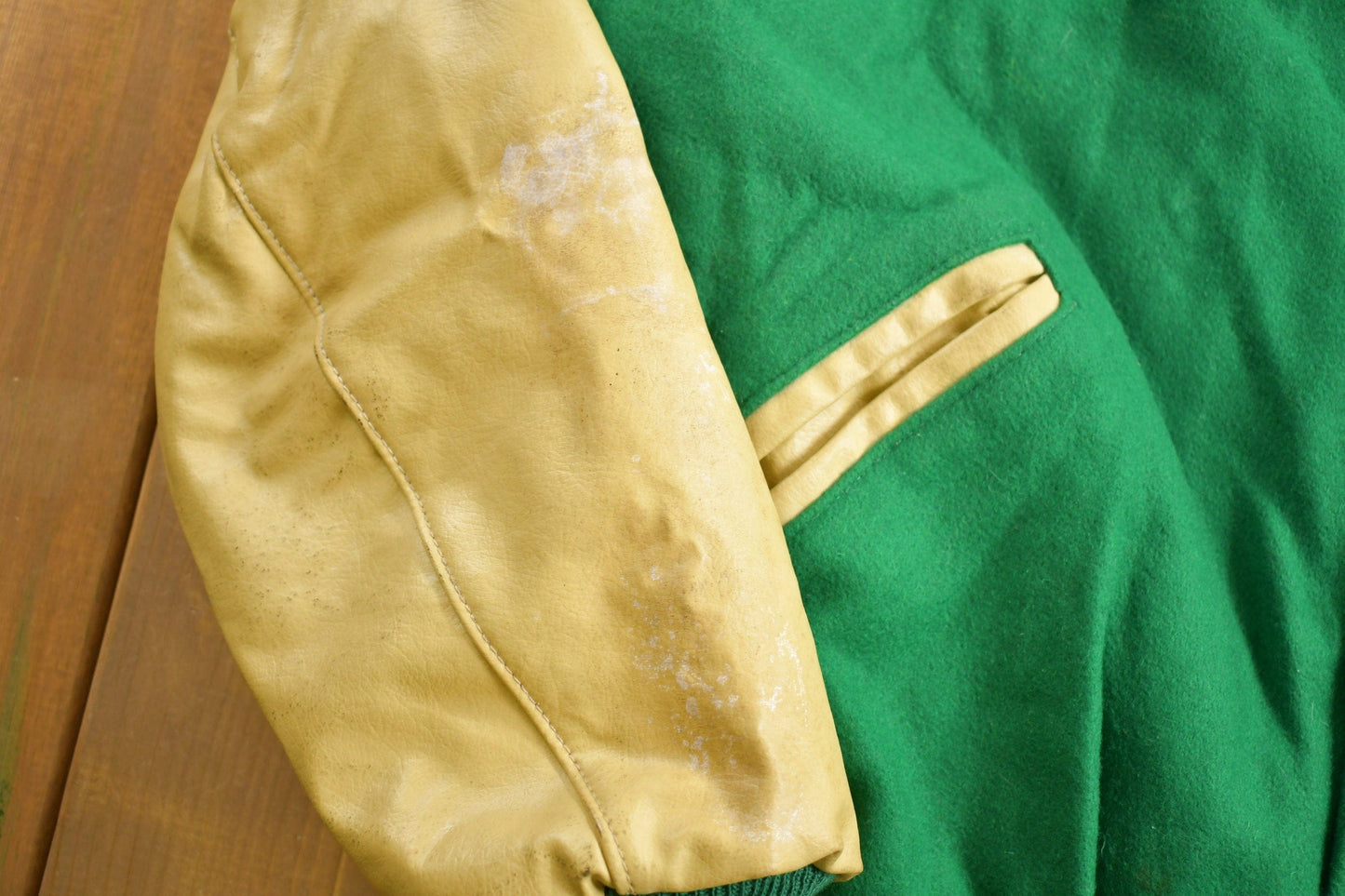 Vintage 1980s Delong Blank Varsity Jacket Men's Medium from propervintagecanada