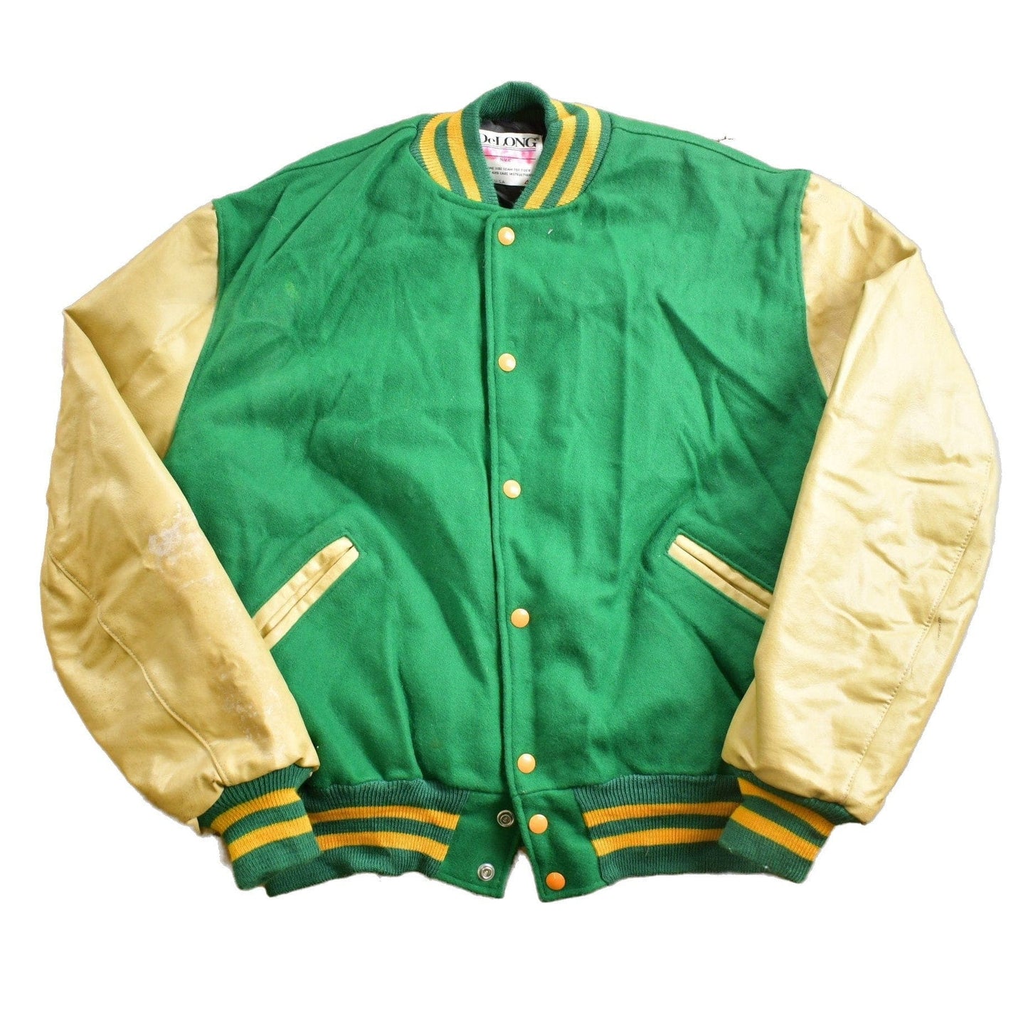 Vintage 1980s Delong Blank Varsity Jacket Men's Medium from propervintagecanada