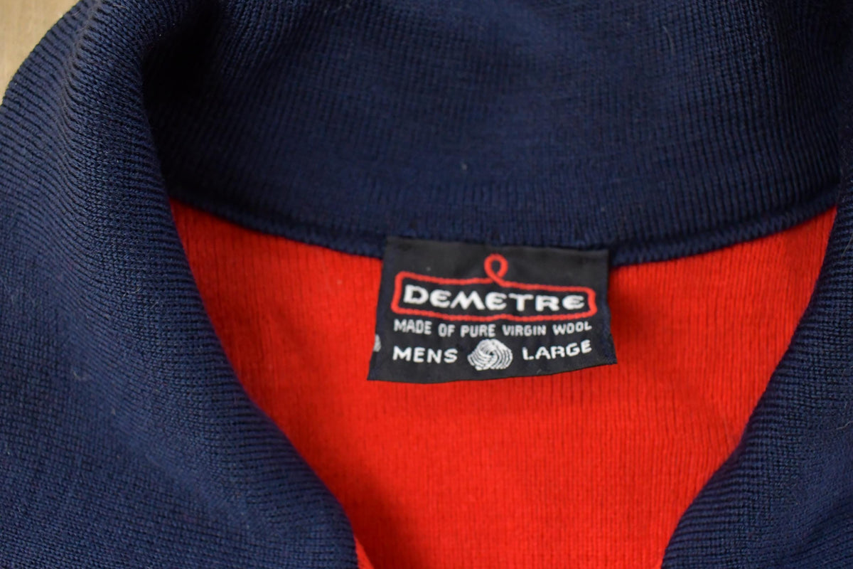 Vintage 1980s Demetre Wool Knit Quarter Zip Sweater Men's Medium from propervintagecanada