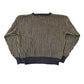 Vintage 1980s Desonos Leatherette Patch Abstract Knit Crewneck Sweater Mens M from propervintagecanada