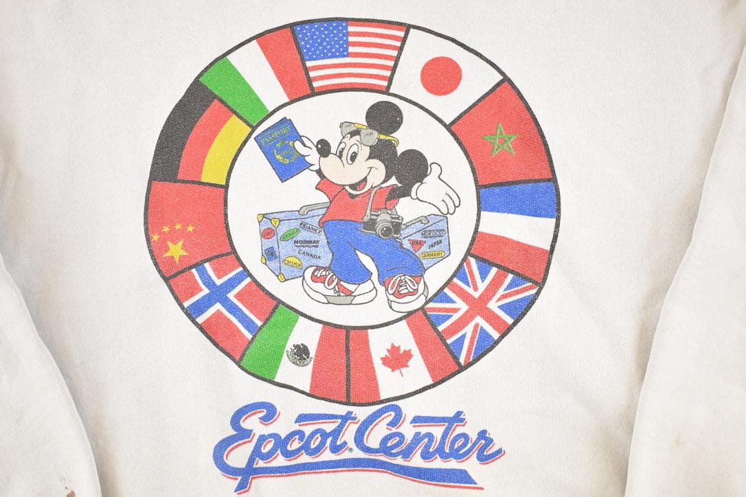 Vintage 1980s Disney Mickey Mouse Epcot Centre Crewneck Sweatshirt Men's L from propervintagecanada