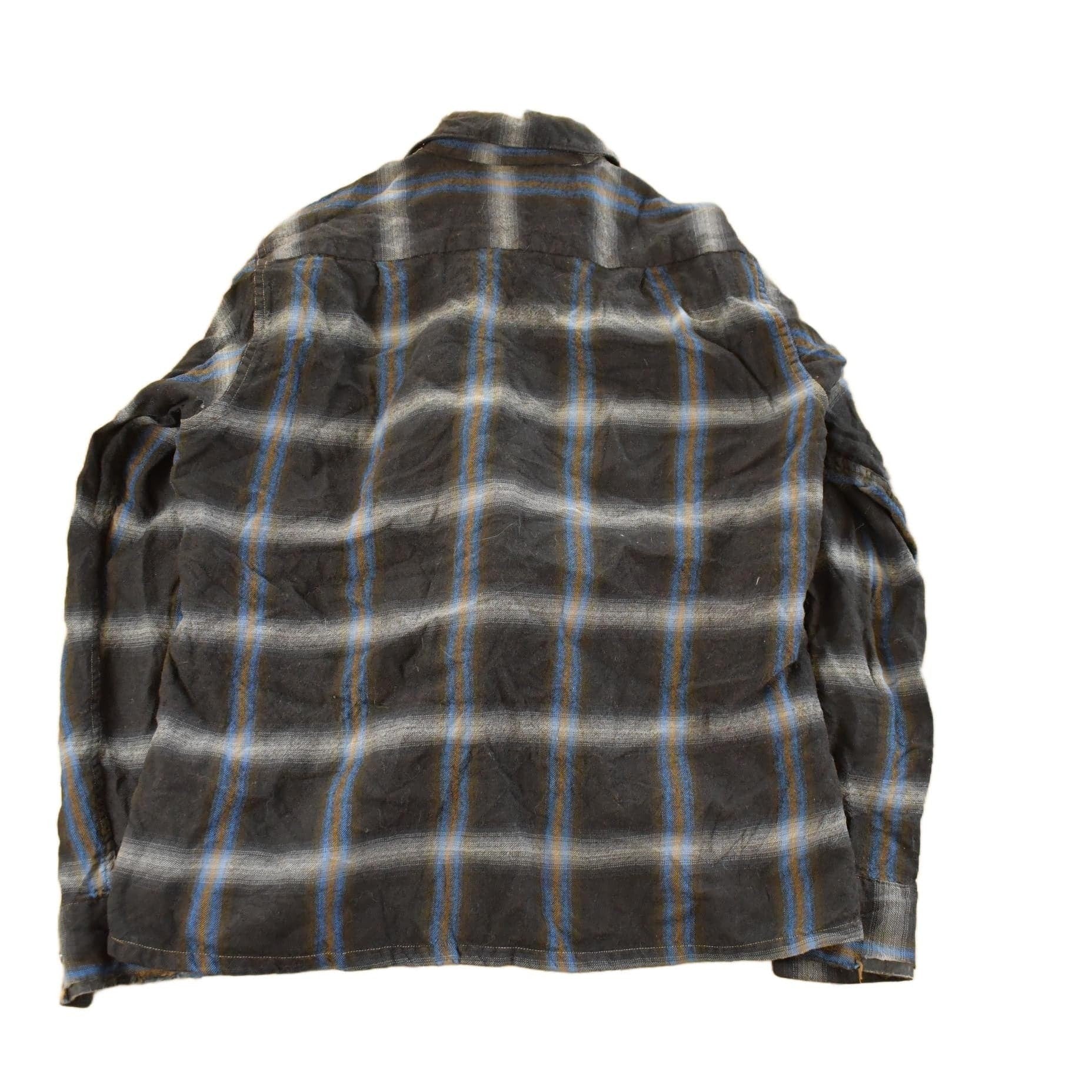 Vintage 1980s Distressed BVD Lanerossi Plaid Wool Flannel Button Up Shirt Men's M from propervintagecanada