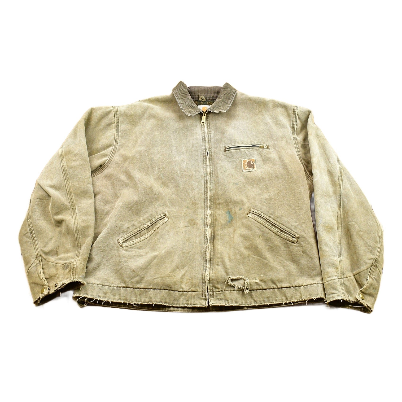 Vintage 1980s Distressed Carhartt Blanket Lined Detroit Jacket Men's 2XL from propervintagecanada