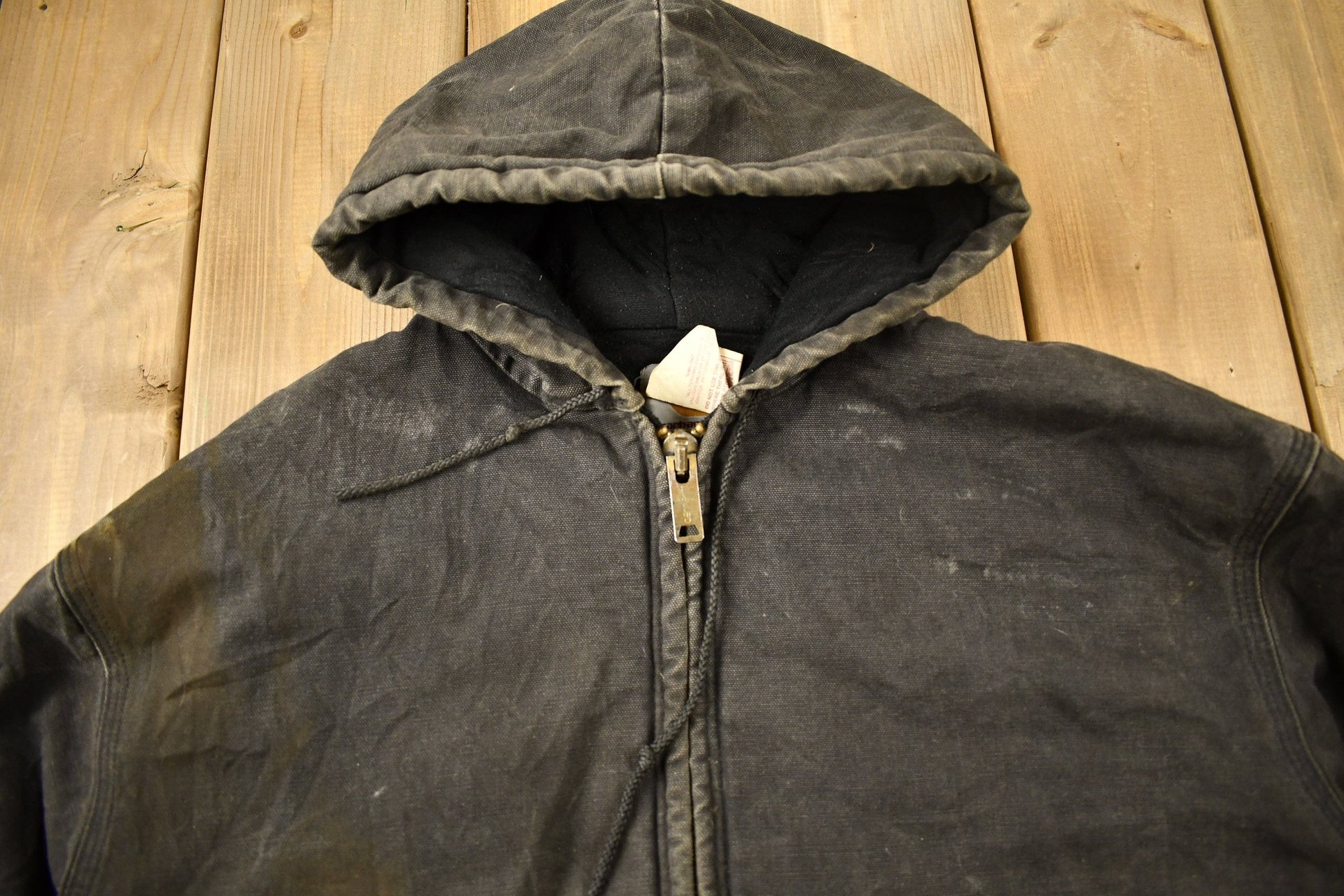 Vintage 1980s Distressed Carhartt Hooded Work Jacket Men's 2XL from propervintagecanada