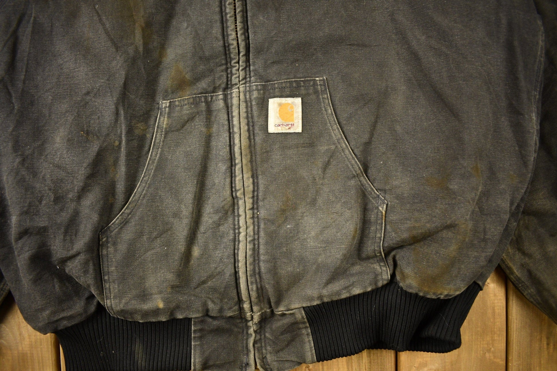 Vintage 1980s Distressed Carhartt Hooded Work Jacket Men's 2XL from propervintagecanada