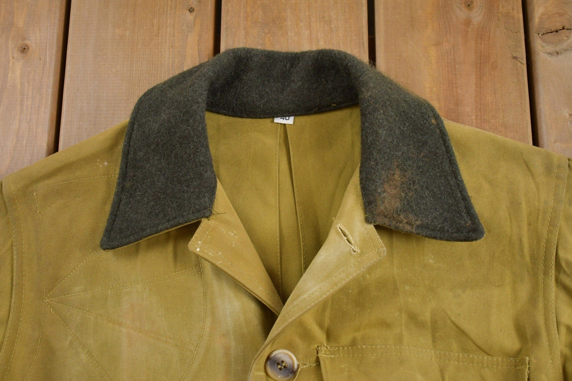 Vintage 1980s Distressed Filson Tin Cloth Cruiser Jacket Men's Large from propervintagecanada