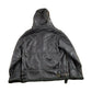 Vintage 1980s Dona Black Leather Hooded Flight Jacket Men's Large from propervintagecanada