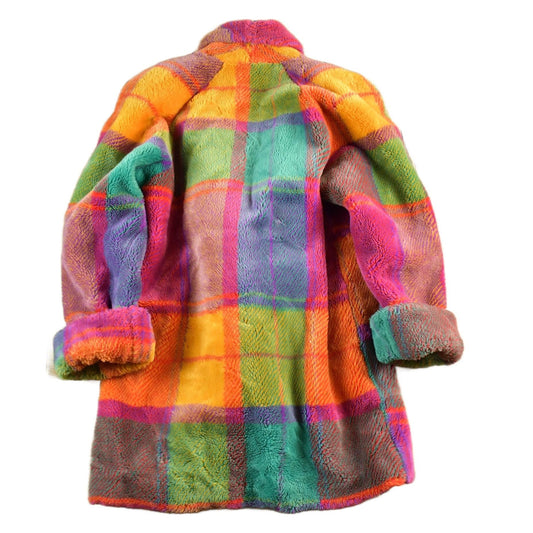 Vintage 1980s Donny Brook Multi Color Plaid Over Coat Women's L from propervintagecanada