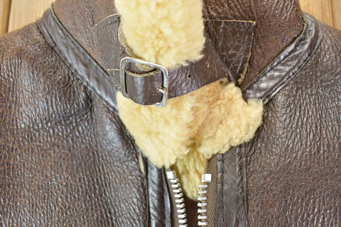 Vintage 1980s Douglas Authentic Shearling Bomber Aviation Jacket Men's Small from propervintagecanada