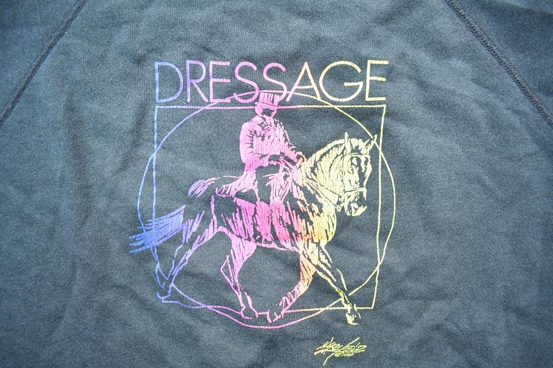 Vintage 1980s Dressage Neon Horse Rider Crewneck Sweatshirt Men's Small from propervintagecanada