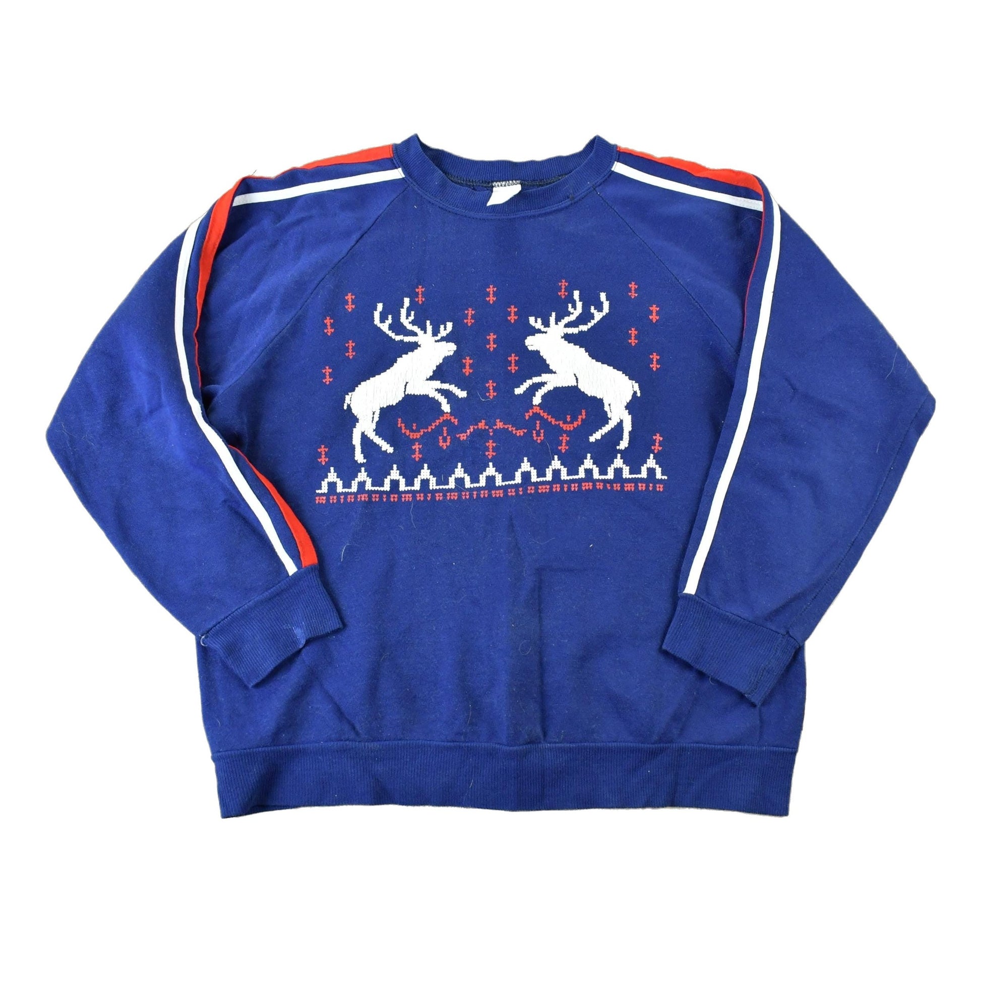 Vintage 1980s Duerling Reindeer Christmas Knit Crewneck Sweater Men's Medium from propervintagecanada