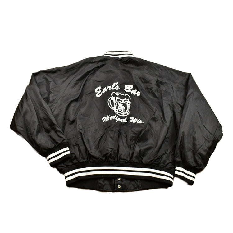 Vintage 1980s Earl's Bar Satin Bomber Windbreaker Men's XL from propervintagecanada