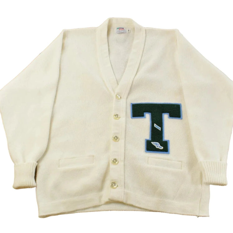 Vintage 1980s East Ten Collegiate Knit Cardigan Sweater Men's Large from propervintagecanada