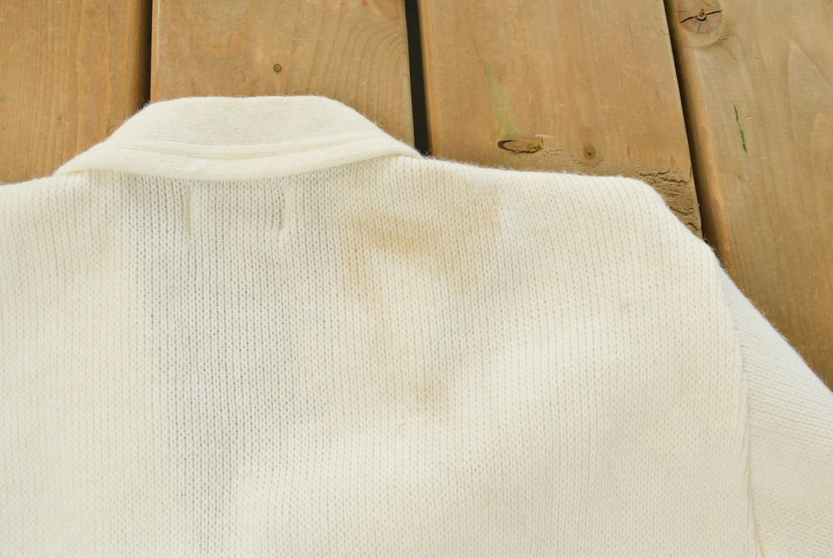 Vintage 1980s East Ten Collegiate Knit Cardigan Sweater Men's Large from propervintagecanada