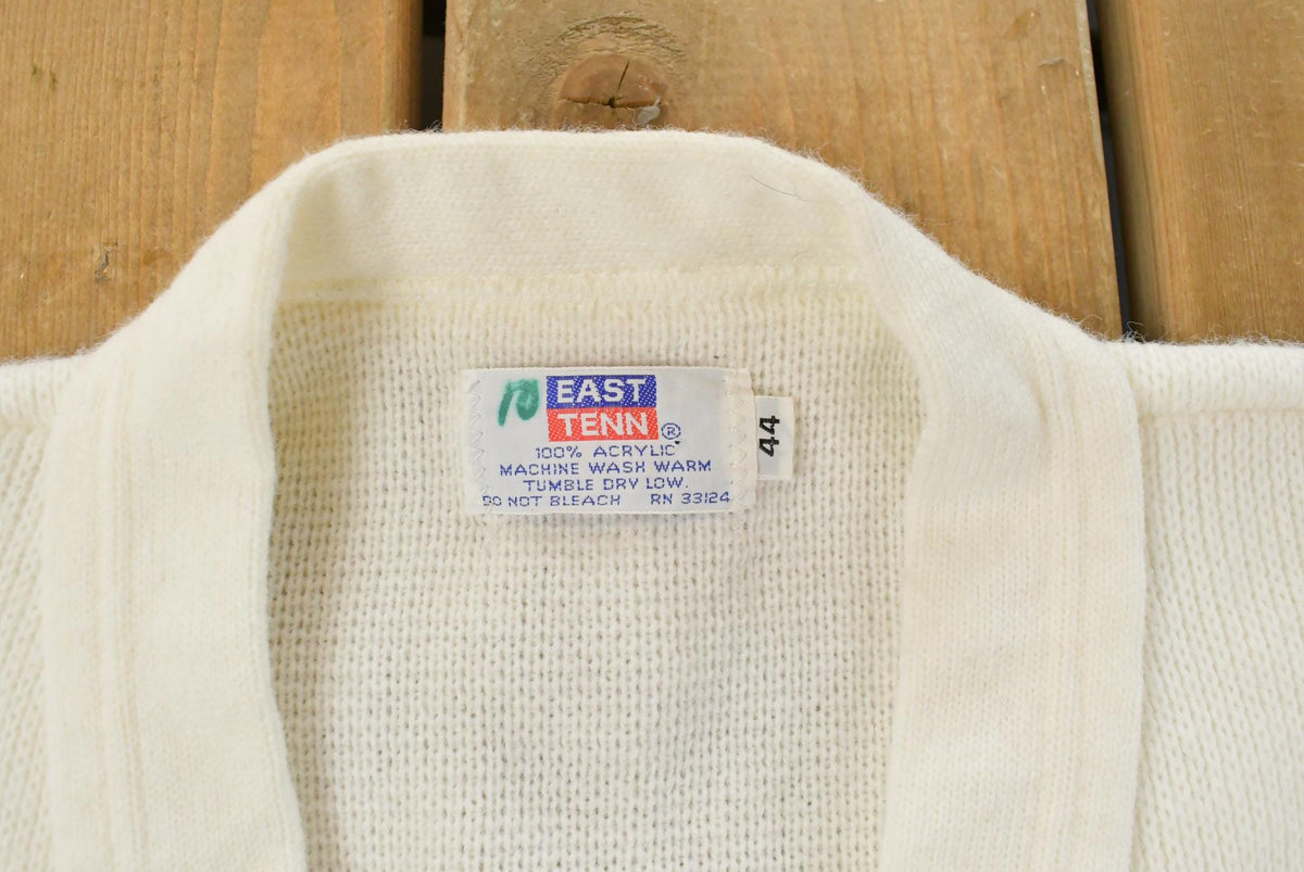 Vintage 1980s East Ten Collegiate Knit Cardigan Sweater Men's Large from propervintagecanada