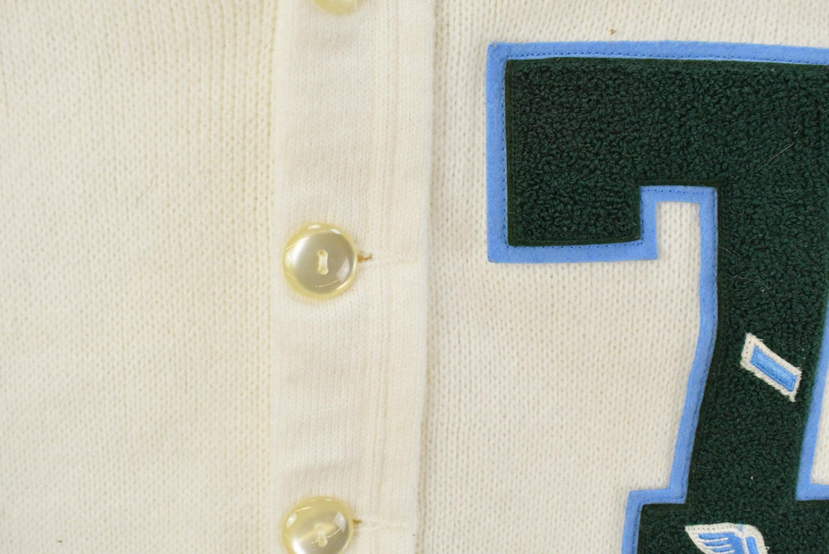 Vintage 1980s East Ten Collegiate Knit Cardigan Sweater Men's Large from propervintagecanada