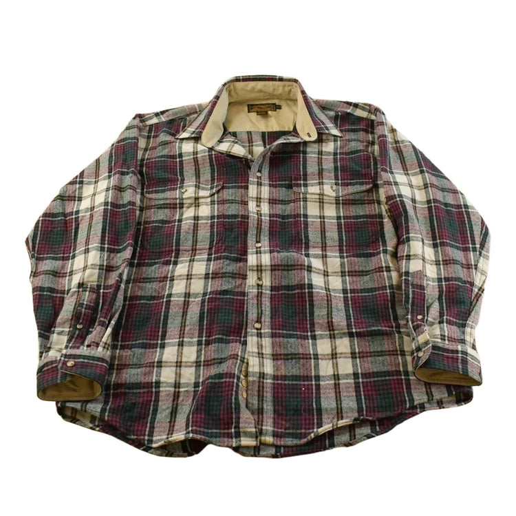 Vintage 1980s Eddie Bauer Wool Flannel Button Up Shirt Men's XL from propervintagecanada