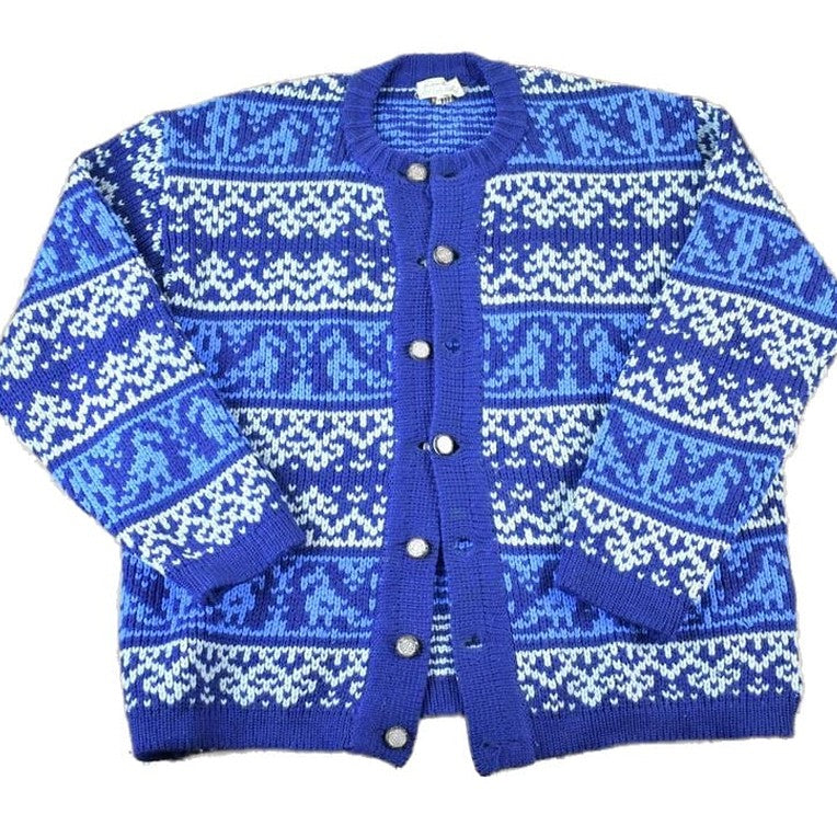 Vintage 1980s Edeltraud Wool Knit Perfect Mild Distress Cardigan Sweater Men's XL from propervintagecanada