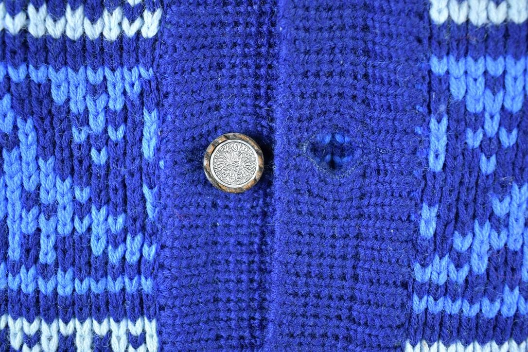 Vintage 1980s Edeltraud Wool Knit Perfect Mild Distress Cardigan Sweater Men's XL from propervintagecanada