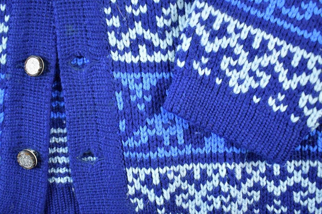 Vintage 1980s Edeltraud Wool Knit Perfect Mild Distress Cardigan Sweater Men's XL from propervintagecanada