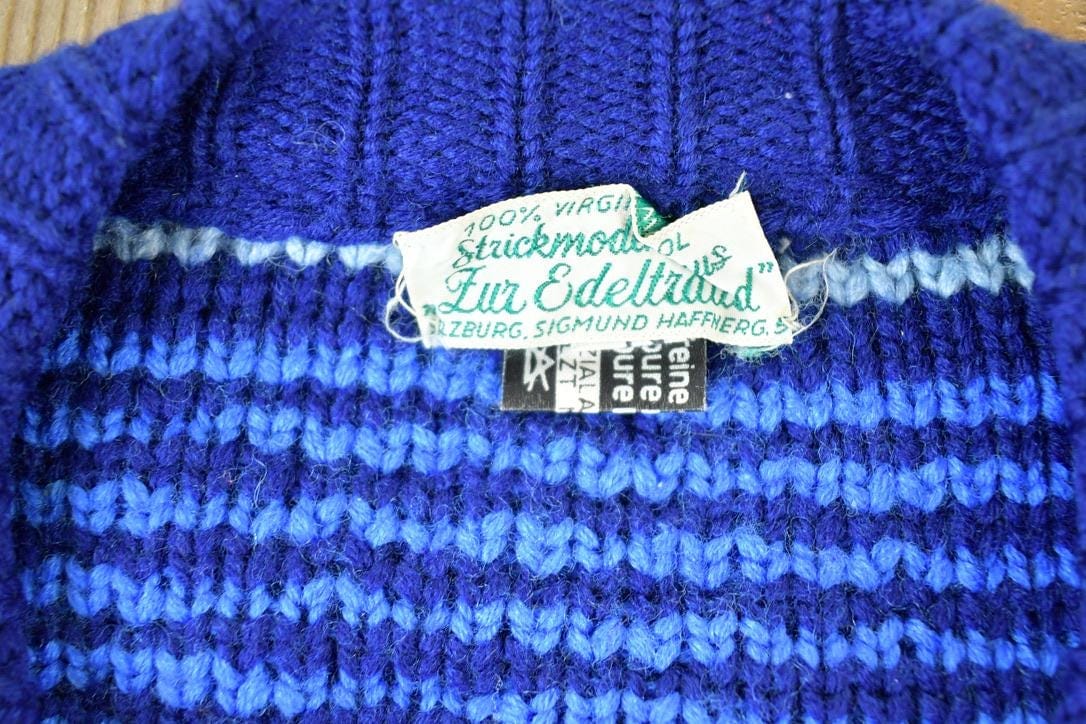 Vintage 1980s Edeltraud Wool Knit Perfect Mild Distress Cardigan Sweater Men's XL from propervintagecanada