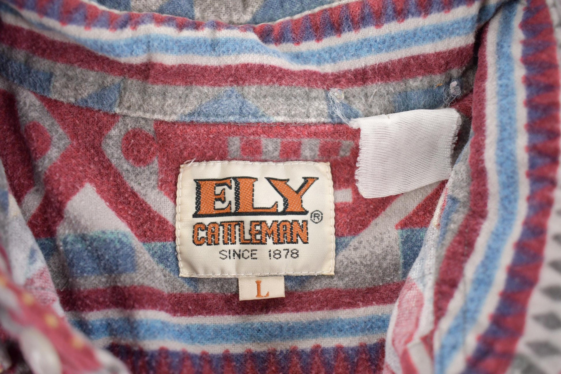 Vintage 1980s Ely Cattleman South Western Style Button Up Rodeo Aztec Shirt Men's Large from propervintagecanada
