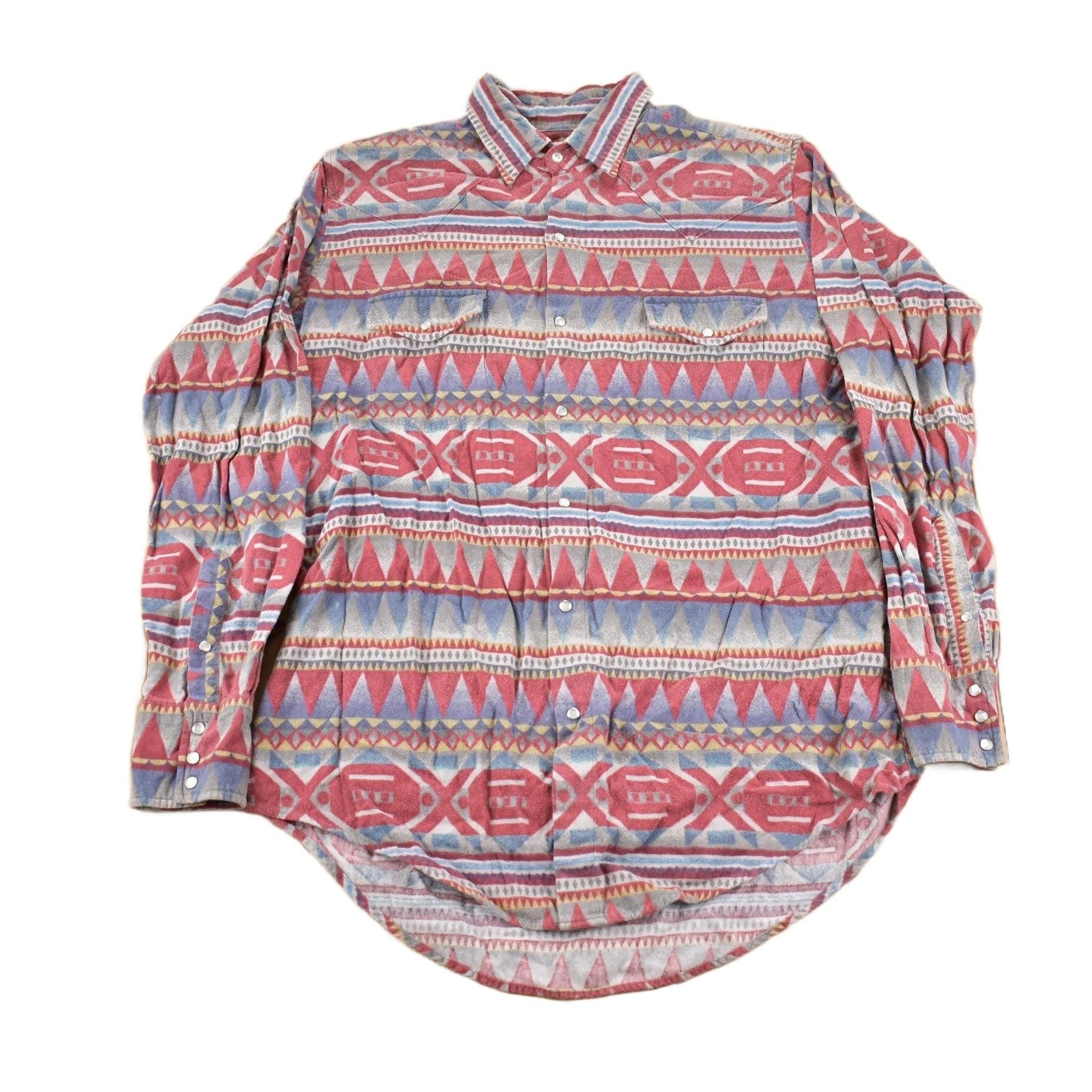 Vintage 1980s Ely Cattleman South Western Style Button Up Rodeo Aztec Shirt Men's Large from propervintagecanada
