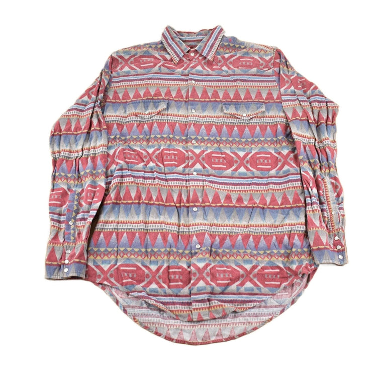 Vintage 1980s Ely Cattleman South Western Style Button Up Rodeo Aztec Shirt Men's Large from propervintagecanada