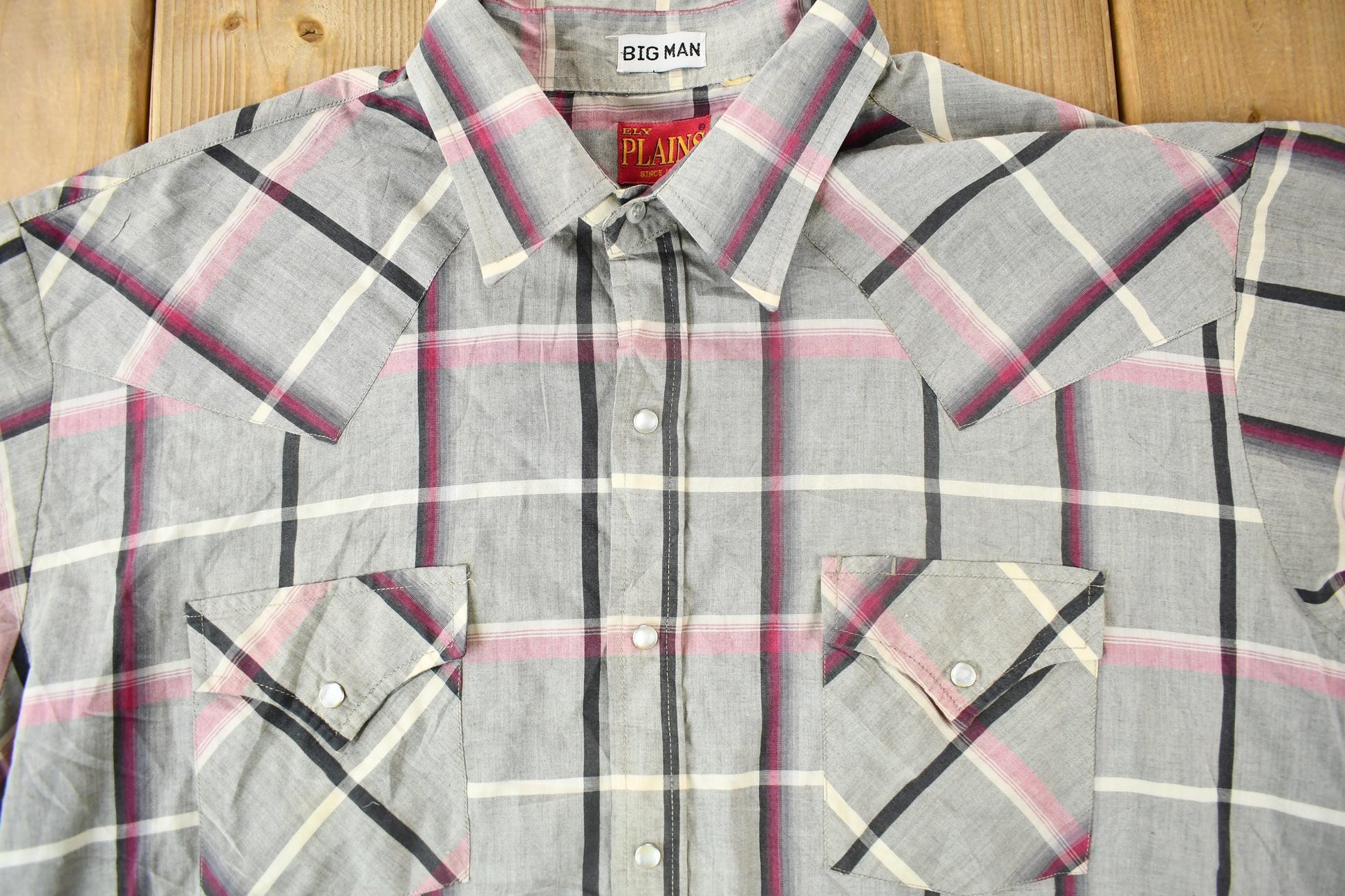 Vintage 1980s Ely Plains Western Cowboy Style Plaid Button Up Shirt Men's Large from propervintagecanada